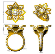 Floral Diamond Statement Ring 4ct Designer Petal UK Hallmarked in 10K/14K gold and platinum with certified lab-grown or natural diamonds
