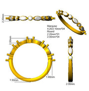 Round and Marquise Diamond Half Eternity Ring in 10K/14K gold and platinum with certified lab-grown or natural diamonds