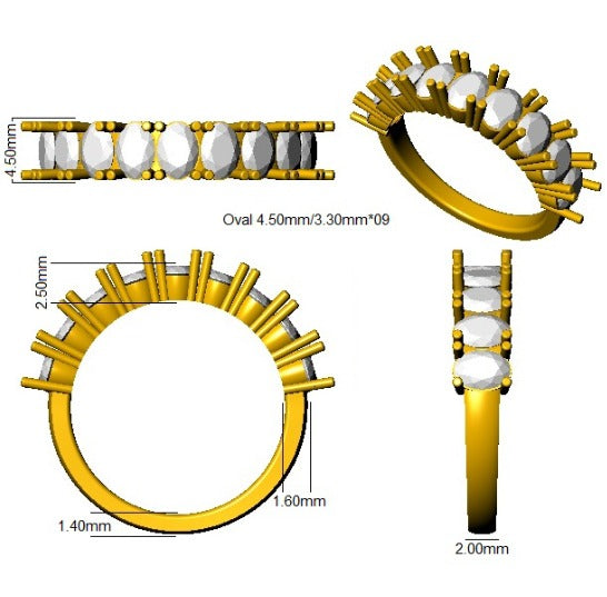 Diamond Half Eternity Ring in 10K/14K gold and platinum with certified lab-grown or natural diamonds