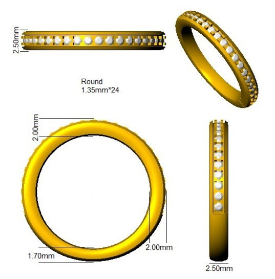 Diamond Half Eternity Ring in 10K/14K gold and platinum with certified lab-grown or natural diamonds