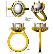 Diamond Ekher Opal Ring in 10K/14K gold and platinum with certified lab-grown or natural diamonds
