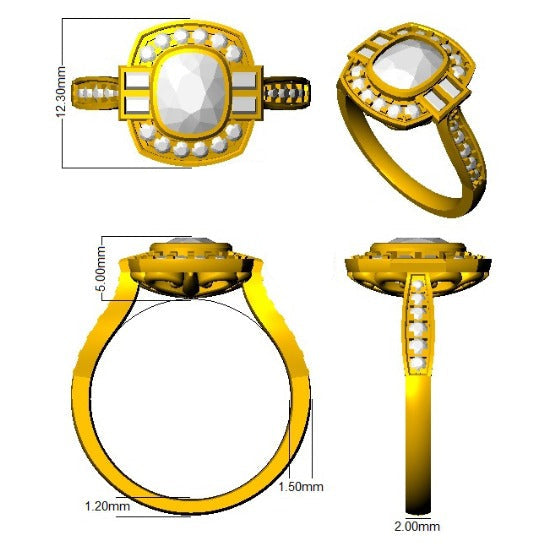 Diamond Oxkhott Blue Sapphire Ring in 10K/14K gold and platinum with certified lab-grown or natural diamonds