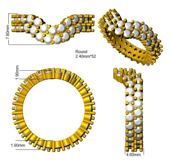 Wishbone Full Eternity Ring in 10K/14K gold and platinum with certified lab-grown or natural diamonds