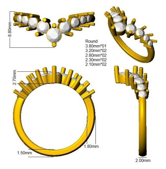 Sparkling Diamond Wishbone Ring in 10K/14K gold and platinum with certified lab-grown or natural diamonds