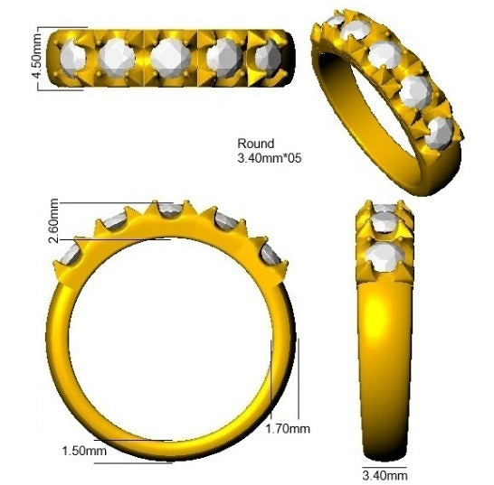 Diamond Kibwessy 5 Stone Ring in 10K/14K gold and platinum with certified lab-grown or natural diamonds