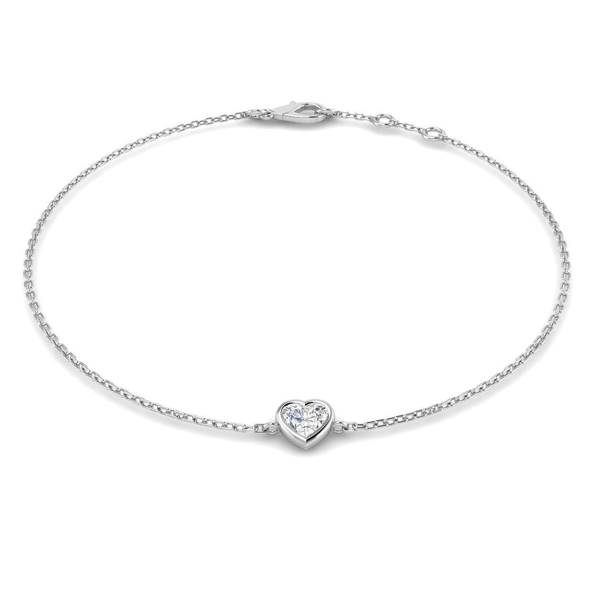 Diamond Bracelet Heart Cut Diamond Charm Bracelet in 10K/14K gold and platinum with certified lab-grown or natural diamonds