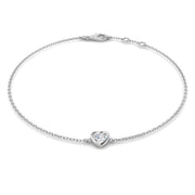 Diamond Bracelet Heart Cut Diamond Charm Bracelet in 10K/14K gold and platinum with certified lab-grown or natural diamonds