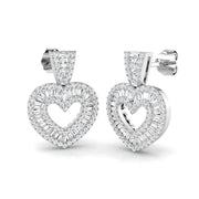 Round & Baguette Cut Diamond Halo Earring In Hallmarked in 10K/14K gold and platinum with certified lab-grown or natural diamonds