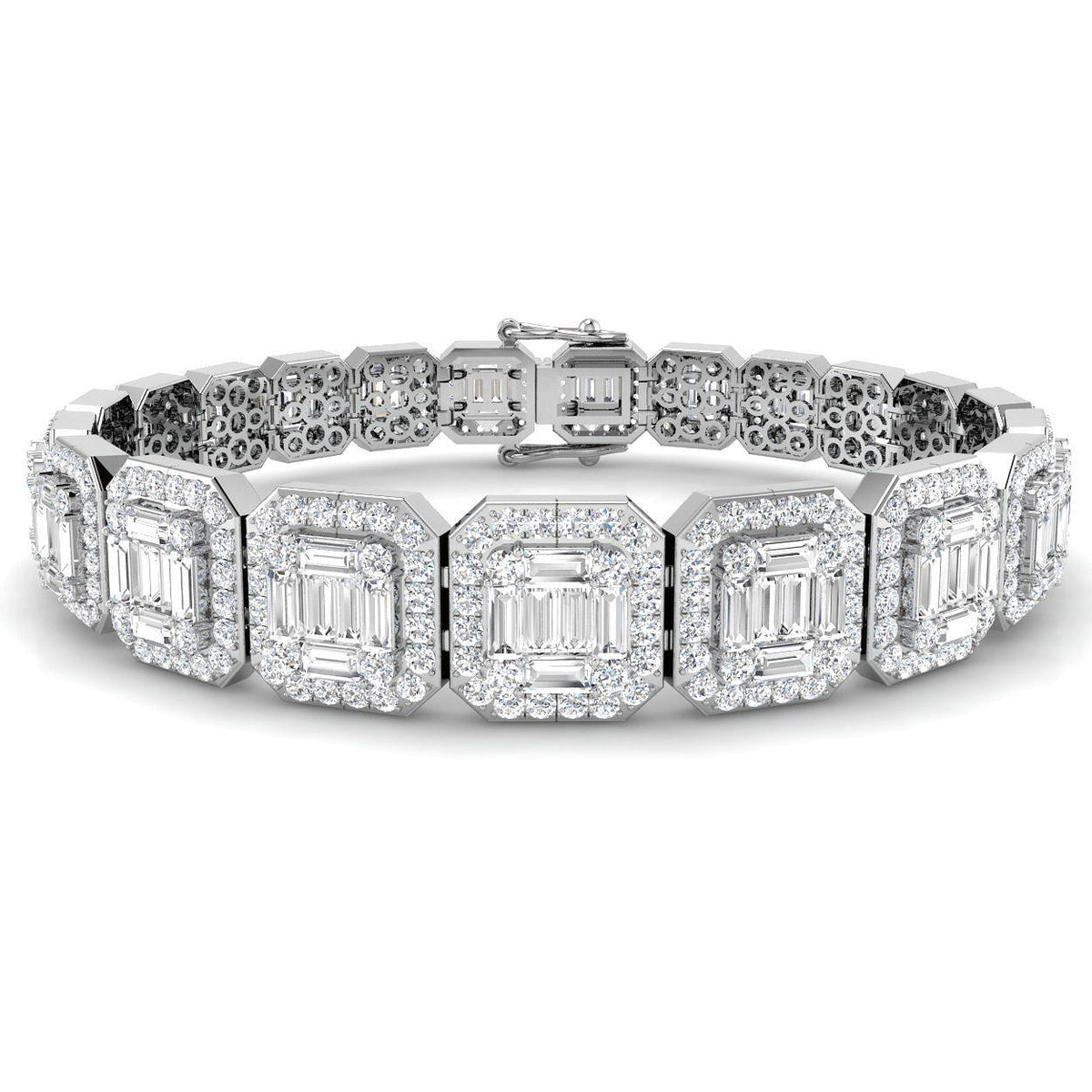 Natural Diamond 7.20Ct Emerald Style Bracelet in 10K/14K gold and platinum with certified lab-grown or natural diamonds