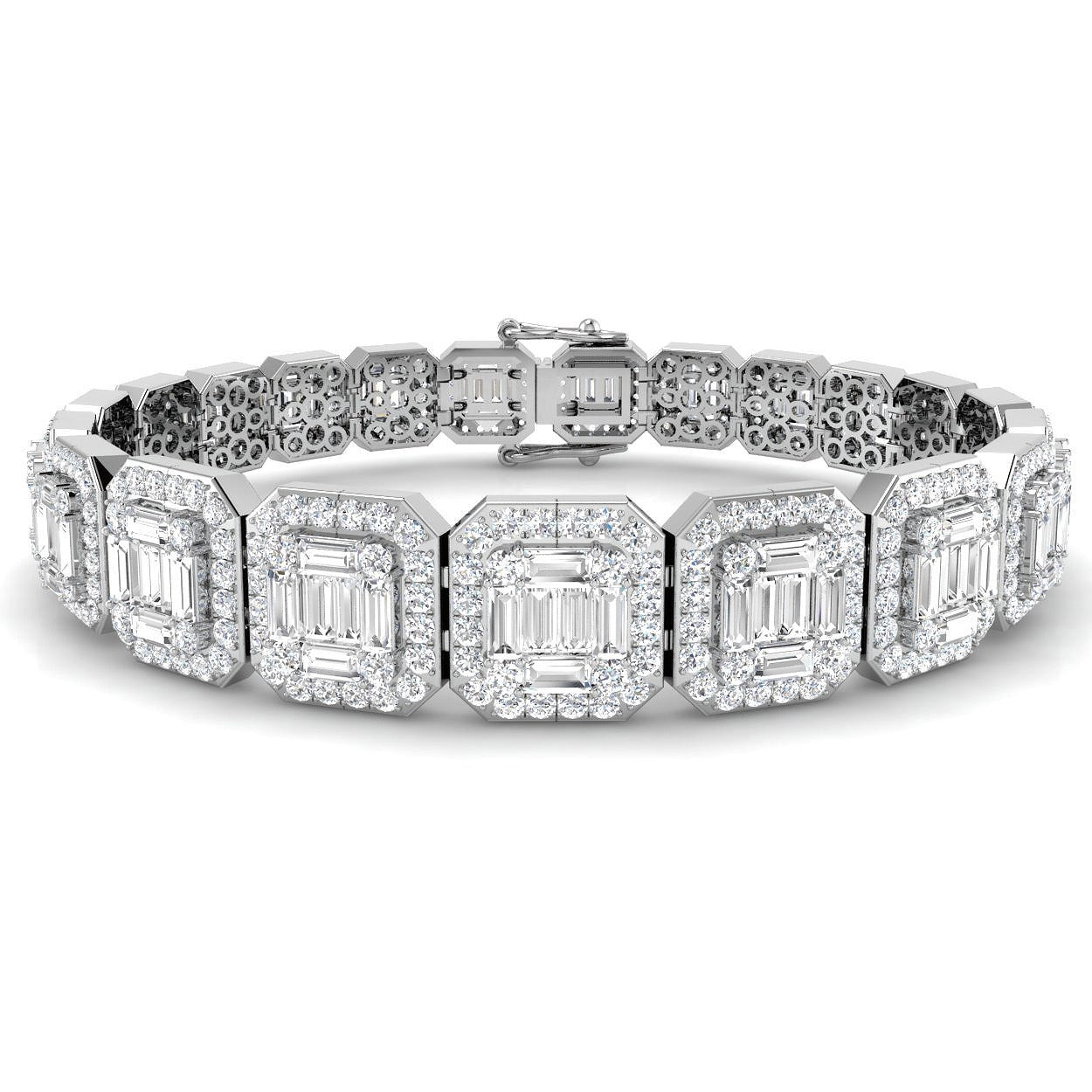 Natural Diamond 7.20Ct Emerald Style Bracelet in 10K/14K gold and platinum with certified lab-grown or natural diamonds