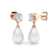 Teardrop Pearl Diamond Earrings with Push Back Clasp in 10K/14K gold and platinum with certified lab-grown or natural diamonds