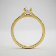 Oval Cut Diamond Engagement Ring with Double Pave Band in 10K/14K gold and platinum with certified lab-grown or natural diamonds