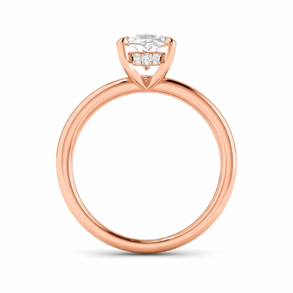 Elegant Oval Diamond Solitaire Engagement Ring in 10K/14K gold and platinum with certified lab-grown or natural diamonds