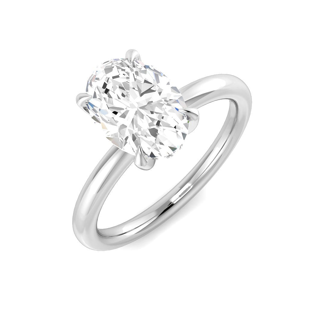 Elegant Oval Diamond Solitaire Engagement Ring in 10K/14K gold and platinum with certified lab-grown or natural diamonds