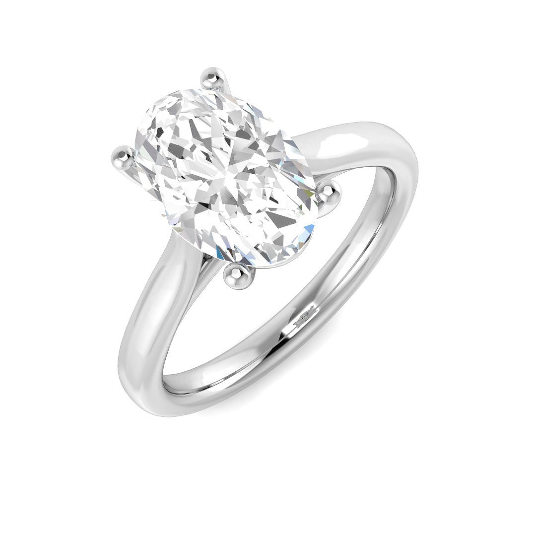 Classic Oval Diamond Solitaire Ring With Sleek Gold Finish in 10K/14K gold and platinum with certified lab-grown or natural diamonds