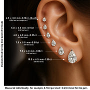 Stud Earrings with Lab Grown Pear Shape Diamond - 4.00ct in 10K/14K gold and platinum with certified lab-grown or natural diamonds