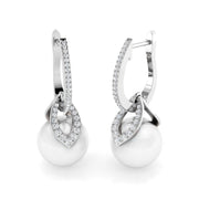 Nature Inspired Pearl Diamond Drop Earrings in 10K/14K gold and platinum with certified lab-grown or natural diamonds