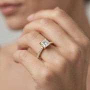 IGI Certified Princess Cut Diamond Engagement Rings in 10K/14K gold and platinum with certified lab-grown or natural diamonds