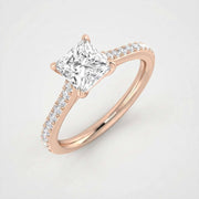 IGI Certified Princess Cut Diamond Engagement Rings in 10K/14K gold and platinum with certified lab-grown or natural diamonds