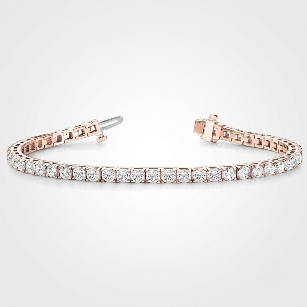 Box Clasp Lab Grown Diamond Tennis Bracelet in 10K/14K gold and platinum with certified lab-grown or natural diamonds