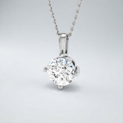 Round Diamond Solitaire Pendant in 10K/14K gold and platinum with certified lab-grown or natural diamonds