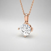 Round Diamond Solitaire Pendant in 10K/14K gold and platinum with certified lab-grown or natural diamonds