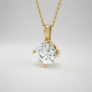 Round Diamond Solitaire Pendant in 10K/14K gold and platinum with certified lab-grown or natural diamonds
