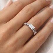 Oval Diamond Solitaire Chain Ring In in 10K/14K gold and platinum with certified lab-grown or natural diamonds