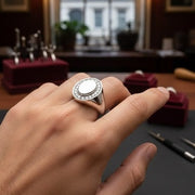 Men's Diamond Halo Signet Ring in Gold & in 10K/14K gold and platinum with certified lab-grown or natural diamonds