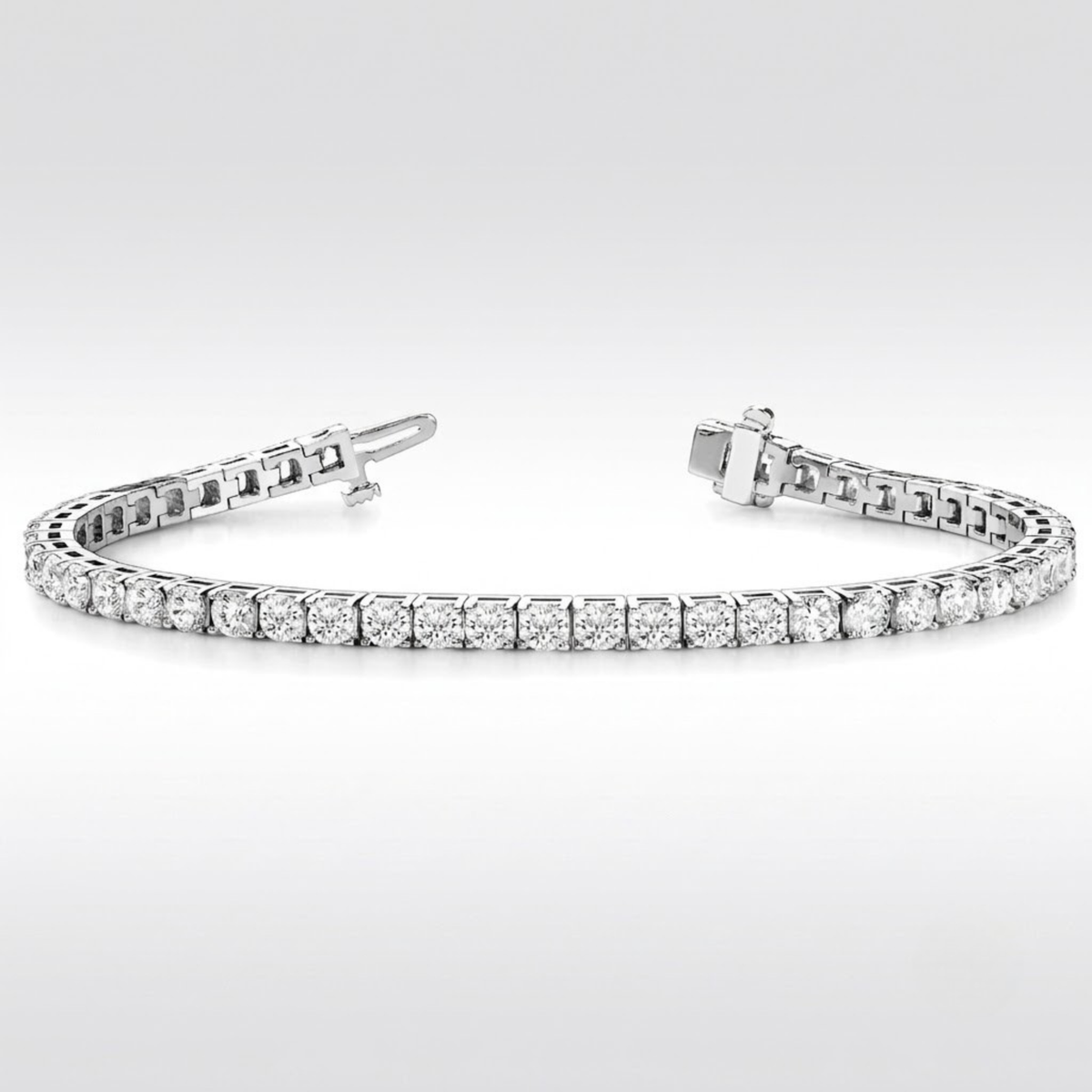 Box Clasp Lab Grown Diamond Tennis Bracelet in 10K/14K gold and platinum with certified lab-grown or natural diamonds