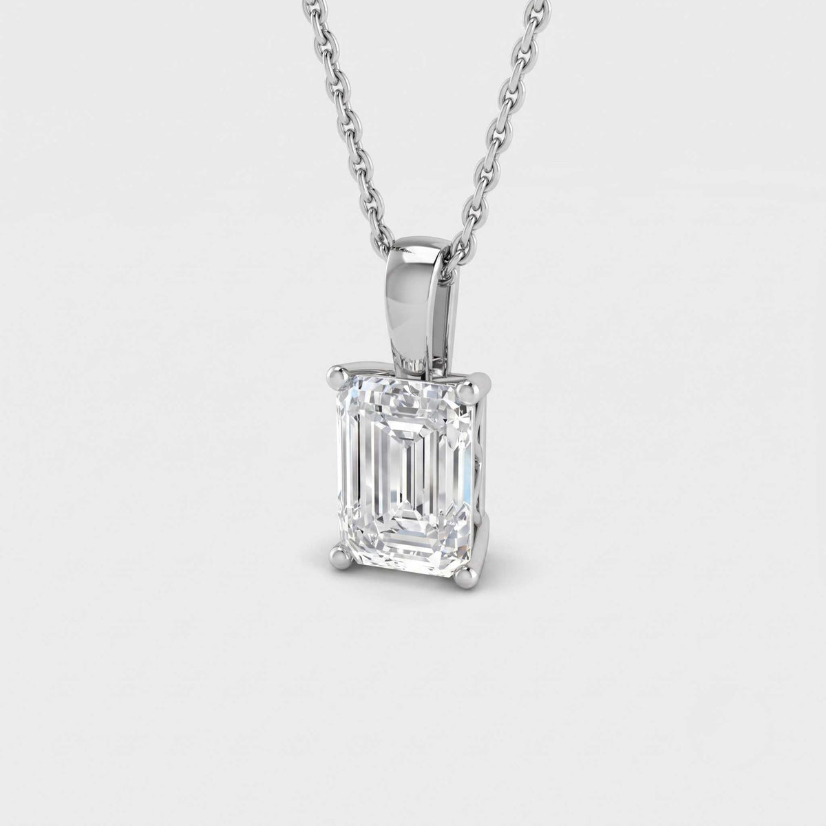 Lab Grown Emerald Cut Diamond Pendant in 10K/14K gold and platinum with certified lab-grown or natural diamonds