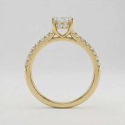 Radiant Cut Diamond Engagement Ring with Pave Diamond in 10K/14K gold and platinum with certified lab-grown or natural diamonds