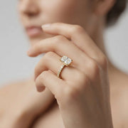 Radiant Cut Diamond Engagement Ring with Pave Diamond in 10K/14K gold and platinum with certified lab-grown or natural diamonds