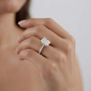 Radiant Cut Diamond Engagement Ring with Pave Diamond in 10K/14K gold and platinum with certified lab-grown or natural diamonds